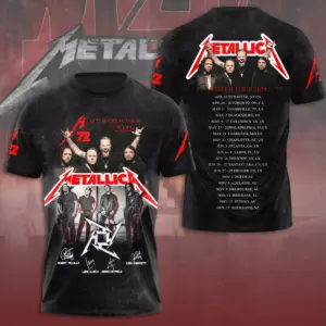 Metalica M72 World Tour Date 2025 3D Shirt S-5XL Gift Fan Men Women