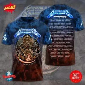 Metallica M72 World Tour 2025 Shirt, 3D Band Tee Gift for Rock Music Fans