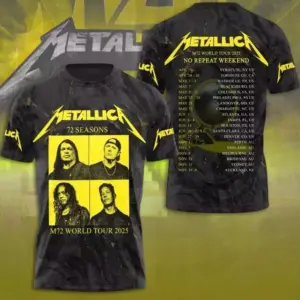 SALE Metallica M72 World Tour Date 2025 3D Shirt S-5XL Gift Fan