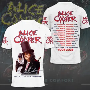 HOT!!! Alice Cooper 3D T-Shirt Too Close for Comfort 2025 Licensed Fan Tee Rock