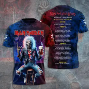 Iron Maiden Run For Your Lives World Tour 2025 Date Inspired, Licensed 3D TShirt