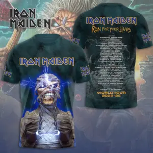 Iron Maiden Run For Your Lives World Tour 2025 Date Inspired, Licensed 3D TShirt