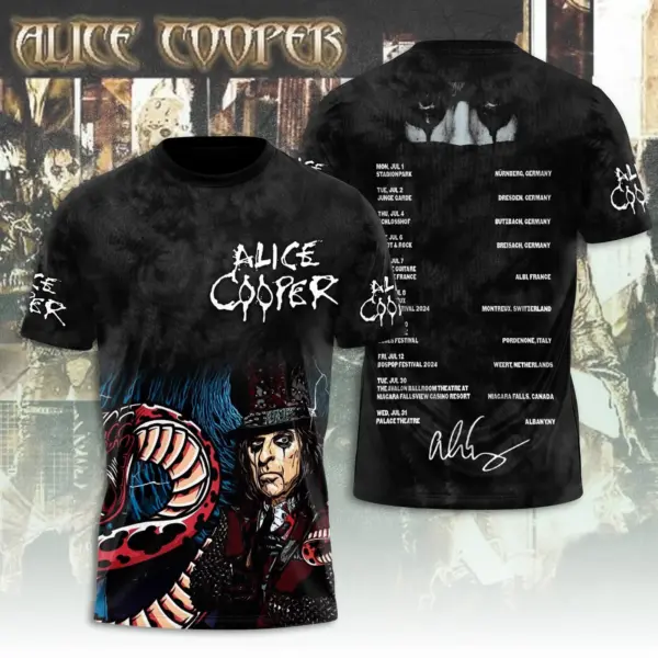 HOT Alice Cooper 3D T-Shirt Too Close for Comfort 2025 Licensed Fan Tee Rock