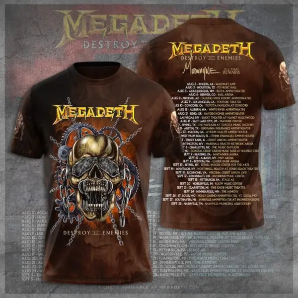Hot Sale 2025! MEGADETH DESTROY ALL ENEMIES TOUR 2024 3D T-SHIRT, Gift For Fans