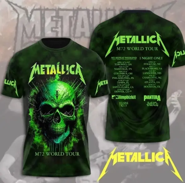 Hot SALE!!! Metallica M72 World Tour Date 2025 3D Shirt S-5XL Gift Fan Men Women