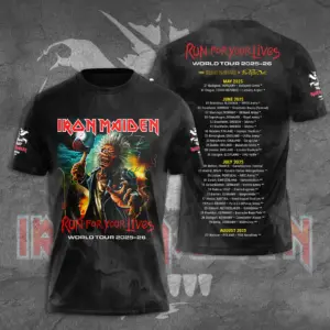 Iron Maiden Run For Your Lives World Tour 2025 Date Inspired, Licensed 3D TShirt
