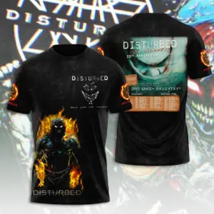Disturbed 3D T-Shirt The Sickness 25th Anniversary Tour 2025 Licensed Tribute