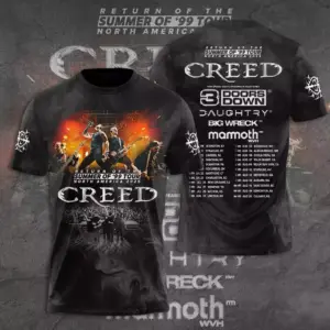 Hot New!!! Creed Band 3D Tshirt– Summer of '99 2025 tour 3D Shirt for Fan