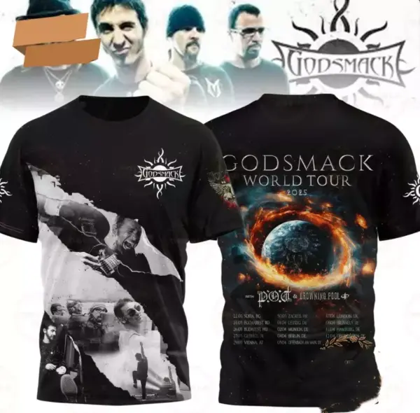 Godsmack World Tour 2025 AOP 3D T-shirt