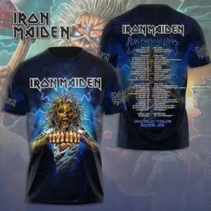 Iron Maiden Run For Your Lives World Tour 2025 Date Inspired, Licensed 3D TShirt