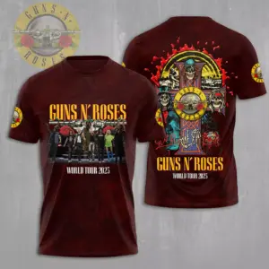 Guns N Roses Tour 2025 3D T-Shirt – Licensed & Limited Rock Band Shirt S-5XL M46