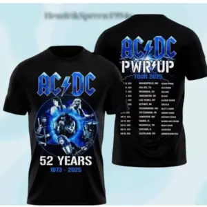 AC-DC 52 Years Tour 2025 Concert Tee, Rock Music Tour Shirt, Gift for Him Shir