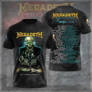 Hot Sale 2025! MEGADETH DESTROY ALL ENEMIES TOUR 2024 3D T-SHIRT, Gift For Fans