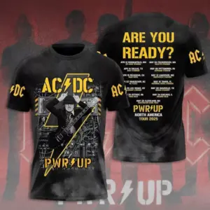 AC-DC Pwr Up World Tour 2025 3D T-Shirt, Rock Band Tee, Fan Gift, Music Tour