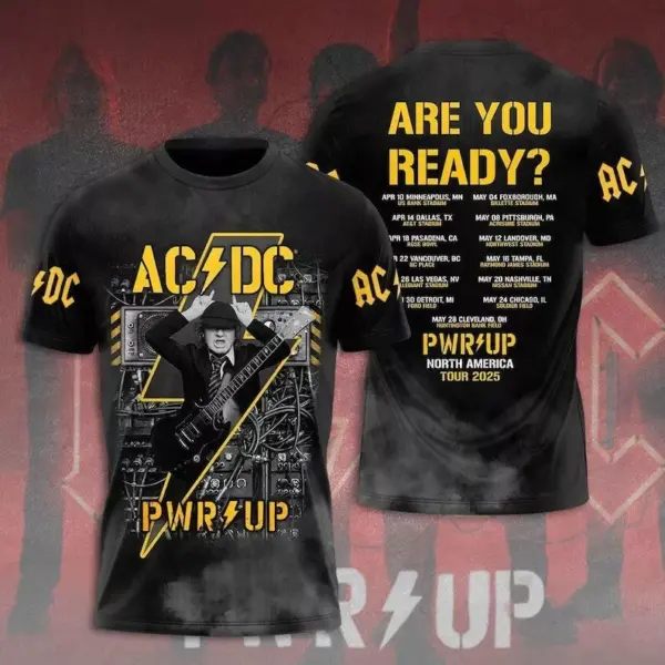 AC-DC Pwr Up World Tour 2025 3D T-Shirt, Rock Band Tee, Fan Gift, Music Tour