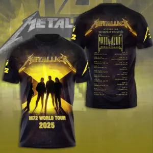 Metalica M72 World Tour Date 2025 3D Shirt S-5XL Gift Fan Men Women