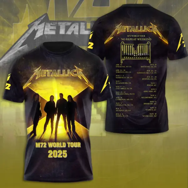 Metalica M72 World Tour Date 2025 3D Shirt S-5XL Gift Fan Men Women