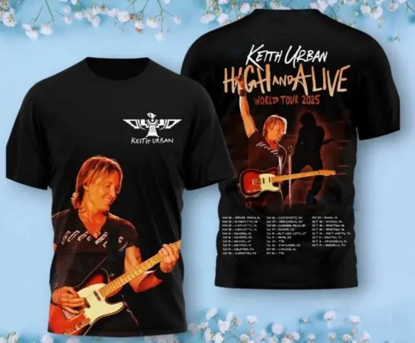 Keith Urban High And Alive Tour 2025 AOP 3D T-shirt Gift For Fans Dad mom