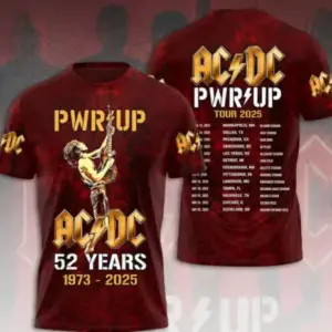 AC DC 3D Shirt, AC-DC Pwr Up Tour 2025 Hoodie, Rock Music Band Sweatshirt, Heavy