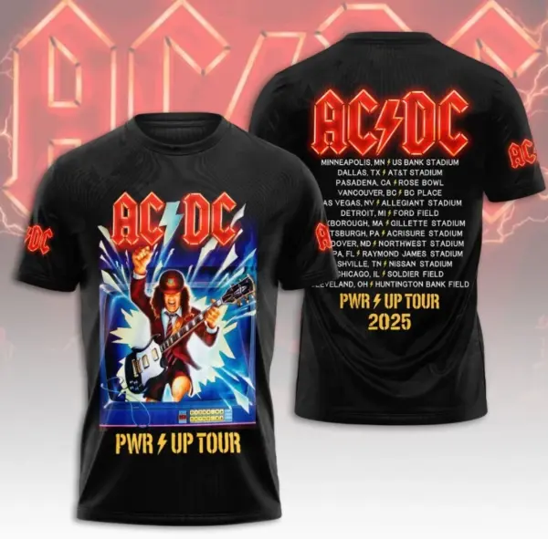 AC-DC Band 2025  PWR Up Tour 3D T-Shirt for Music Lovers Great New