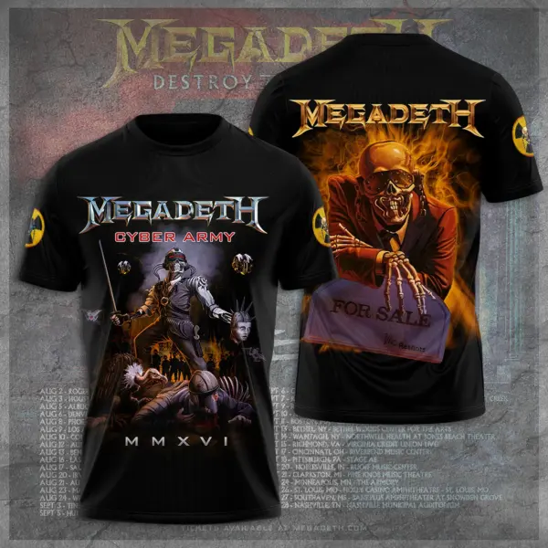 Hot Sale 2025!!! MEGADETH CYBER ARMY MMXVI FOR SALE 3D T-SHIRT Licensed Gift for