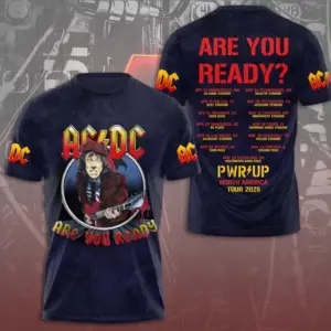 2025 AC-DC Tour Are You Ready PWR Up 3D Graphic T-Shirt for Music Lover