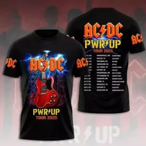 Power Up Tour 2025 Shirt AC-DC Two Sided Shirt Rock Band 3D Pwr Up Size S-5XL