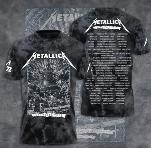 NEW SALE!!! Metallica M72 World Tour Date 2025 3D Shirt S-5XL Gift Fan Men Women