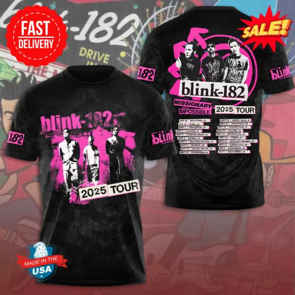 B182 Tour 2025 USA 3D T Shirt – Epic Pullover for True Music Fans