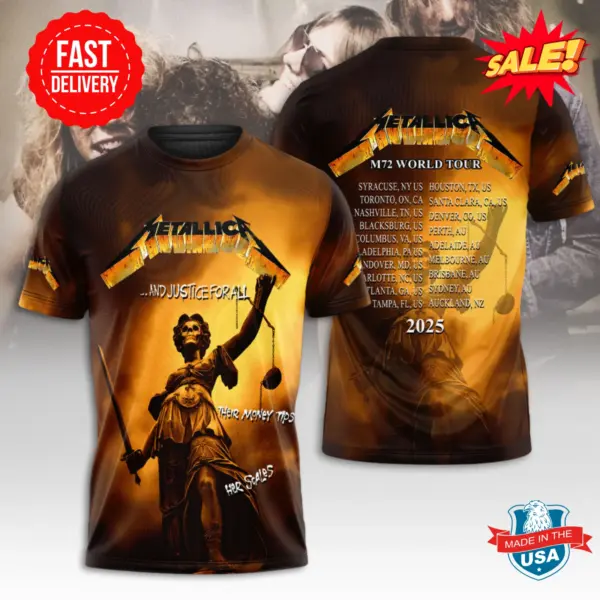 Metallica 2025 M72 Tour 3D Shirt – Concert Tee for Rock Music Addicts