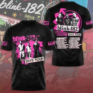 B182 Punk Rock 3D Tee 2025 Tour Shirt Gift for Music Lovers