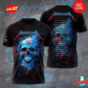 Metallica 2025 World Tour 3D Tee – Loud Rock Music Shirt for Metal Fans
