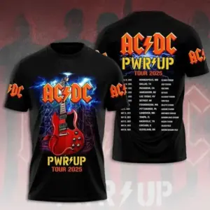 Power Up Tour 2025 Shirt AC-DC Two Sided Shirt Rock Band 3D Pwr Up D787