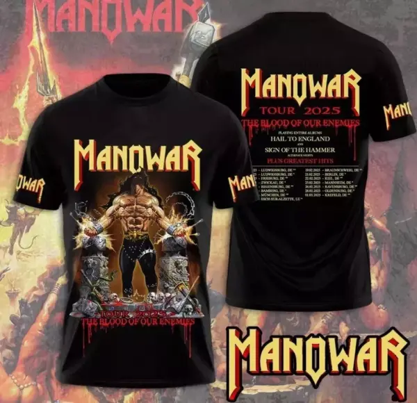 Manowar Band 3D Apparel Shirt, Tour 2025 3D Shirt