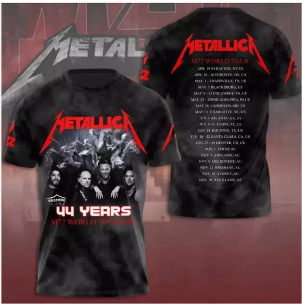 New!!! Metallica M72 World Tour Date 2025 3D Shirt S-5XL Gift Fan Men Women