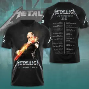 Metallica Hetfields 3D Apparel M72 Tour Dates Two Sides T-shirt Fans Gift