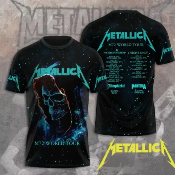 M72 Wirld Tour Metallica Band 3D 2025 hot shirt 3d, cute gift dad 3d