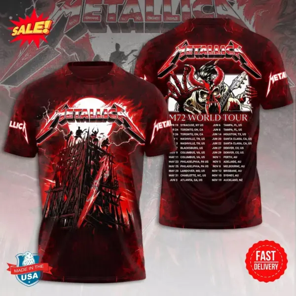 Metallica Band M72 World Tour Dates 3D Shirt All Size