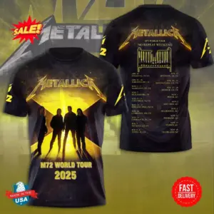 Metallica M72 World Tour Date 2025 3D Shirt S-5XL Gift Fan Men Women