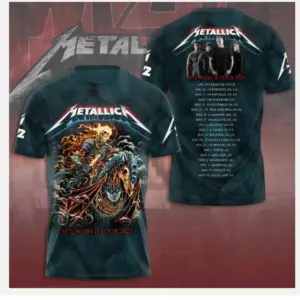 New Metallica M72 World Tour Date 2025 hot shirt 3d, cute gift dad 3d