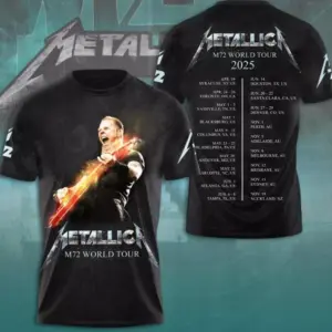 Hot New  Metallica M72 World Tour Date 2025 3D Shirt Sz S-5XL Gift Fan Men Women