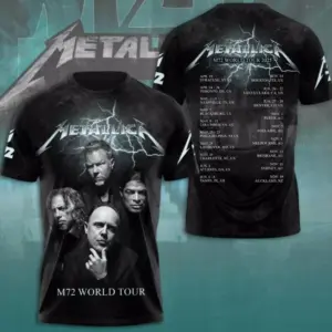 Hot Sale Metallica M72 World Tour Date 2025 3D Shirt Sz S-5XL Gift Fan Men Women