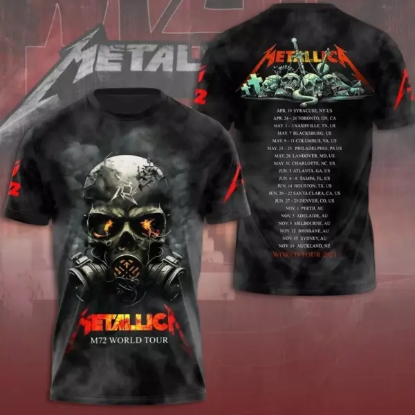 Metallica M72 World Tour Date 2025 3D Shirt S-5XL Gift Fan Men Women