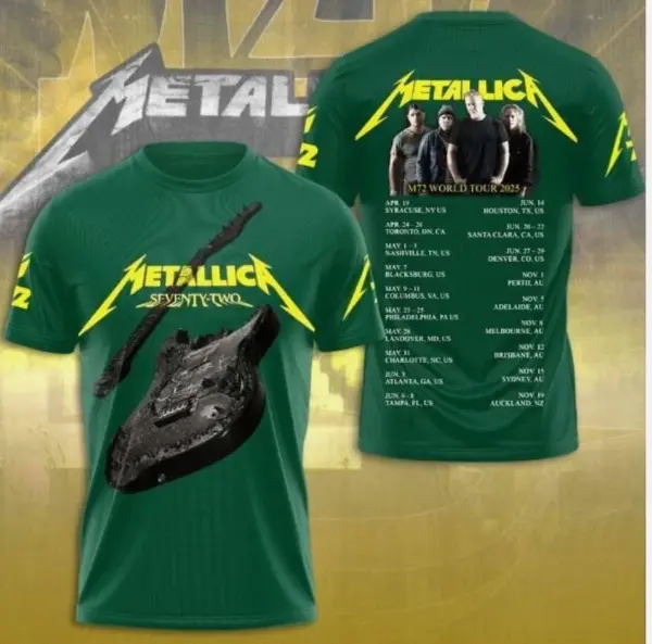 HOT! Metallica M72 World Tour Date 2025 3D Shirt  Gift Fan Men Women