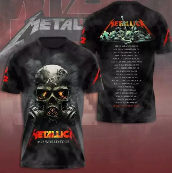 Metallica M72 World Tour Date 2025 3D Shirt S-5XL Gift Fan Men Women