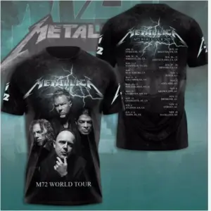 Hot Sale Metallica M72 World Tour Date 2025 3D Shirt Sz S-5XL Gift Fan Men