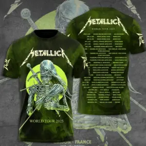 New Metallica Band 3D Tee Shirt For Fan Tour 2025 Gift Men Women All Size