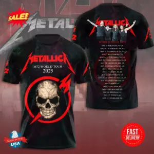 New!!! Metallica M72 World Tour Date 2025 3D Shirt S-5XL Gift Fan Men Women