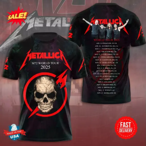 New!!! Metallica M72 World Tour Date 2025 3D Shirt S-5XL Gift Fan Men Women