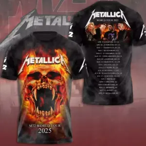 New!!! Metallica M72 World Tour Date 2025 3D Shirt S-5XL Gift Fan Men Women